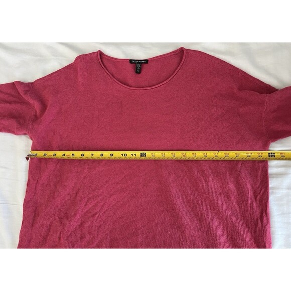 Eileen Fisher Women's Pink Organic Linen Cotton Boxy Crewneck Sweater Cozy Sz M - Picture 9 of 10